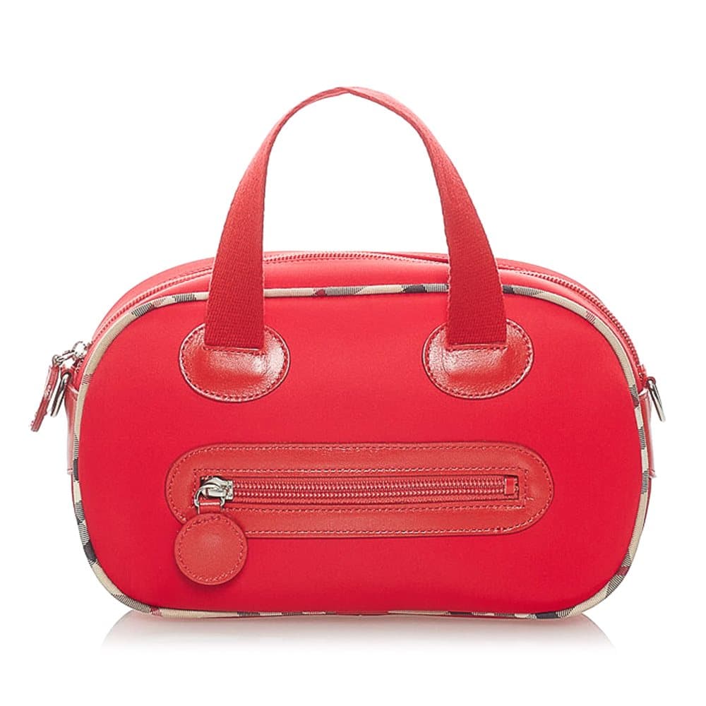 Pre-owned Burberry Nylon Satchel Red