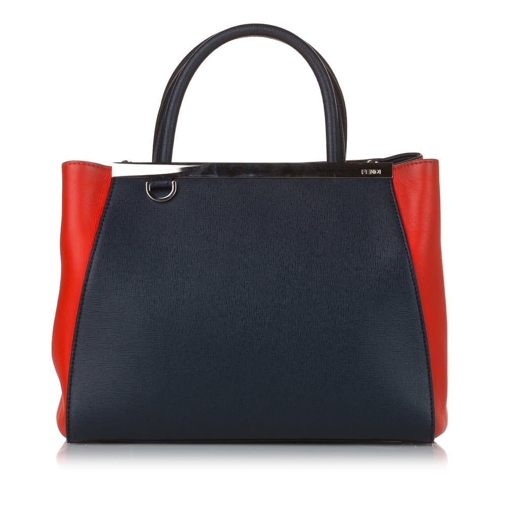 Pre-owned Fendi Petite Bicolor 2Jours Leather Satchel Blue