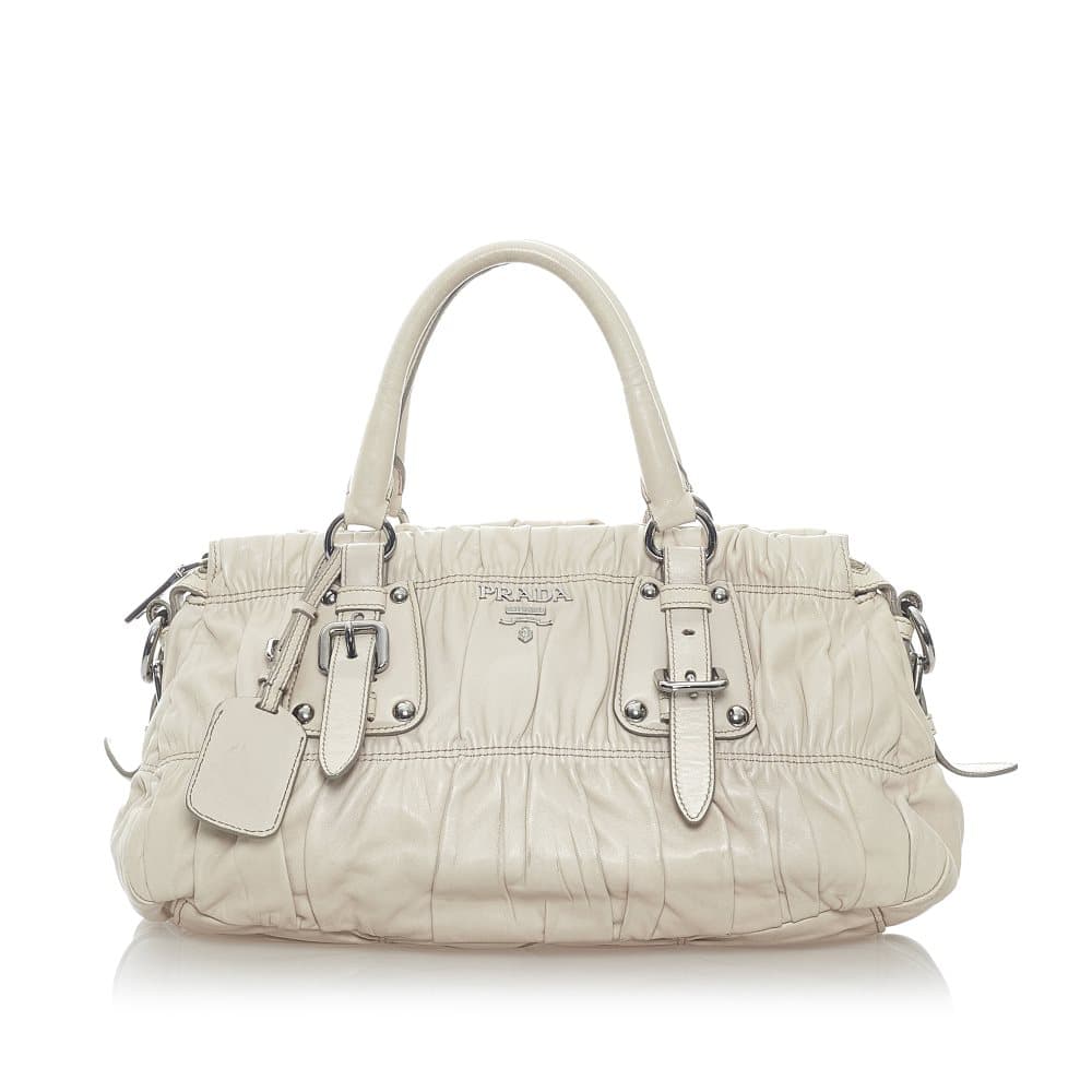 Pre-owned Prada Nappa Gaufre Satchel Brown