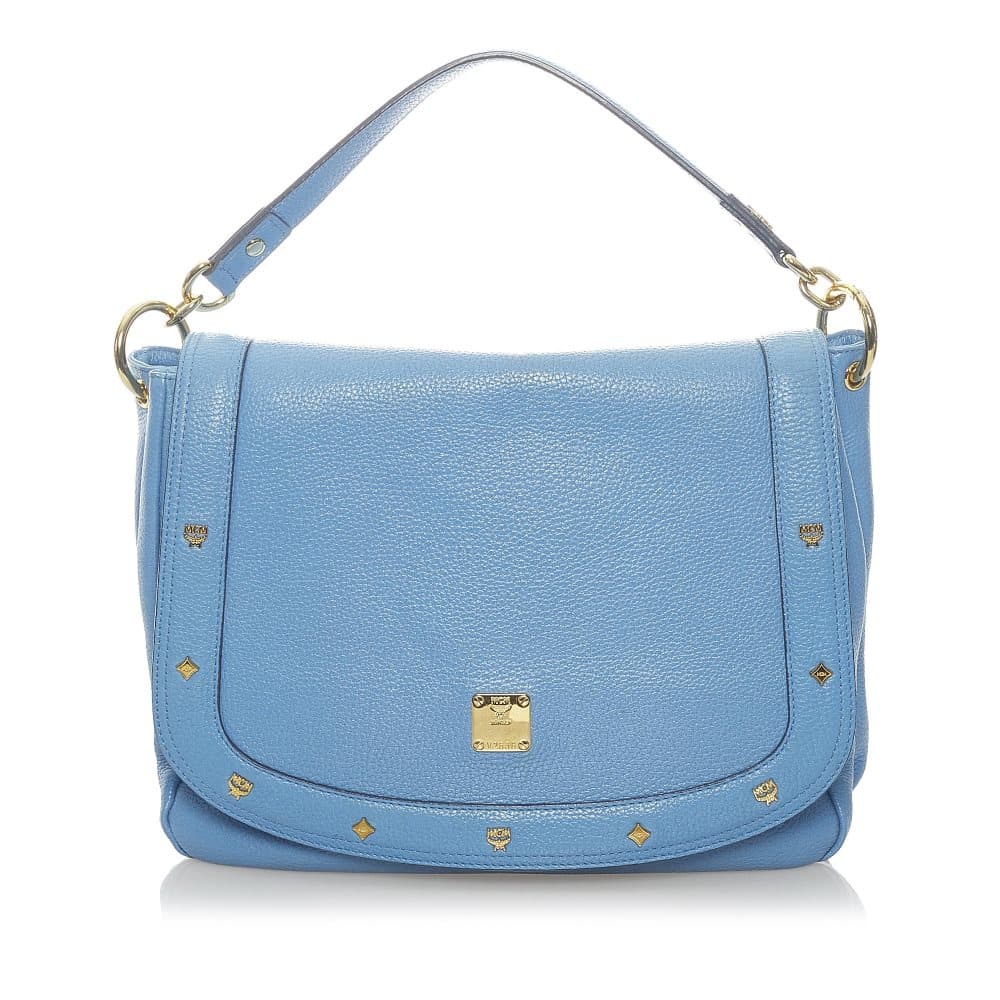 Pre-owned MCM Studded Leather Satchel Blue
