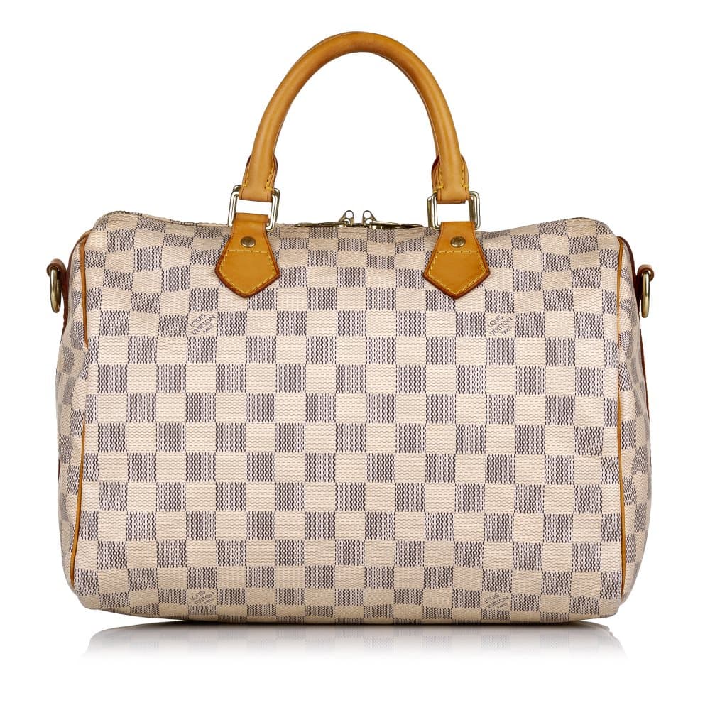 Pre-owned Louis Vuitton Damier Azur Speedy Bandouliere 30 White