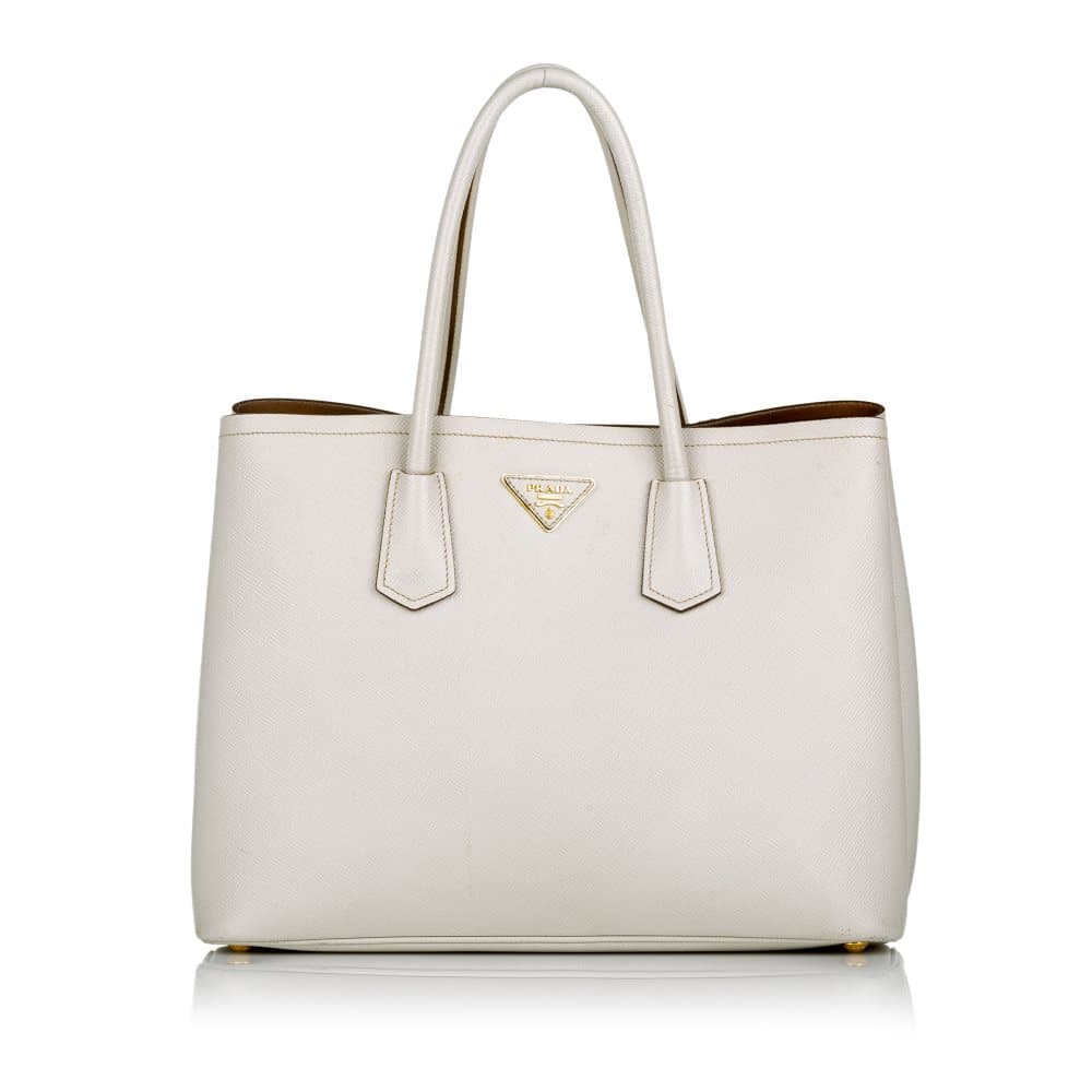 Pre-owned Prada Saffiano Cuir Twin Handbag White