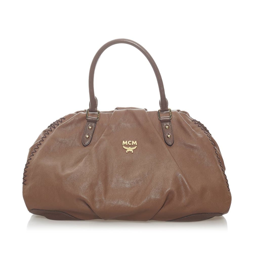 Pre-owned MCM Calf Leather Handag Brown