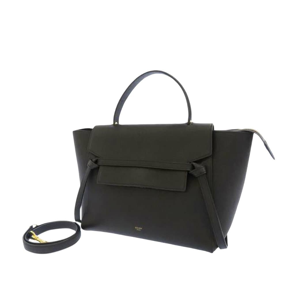 Pre-owned Celine Mini Belt Leather Satchel Black