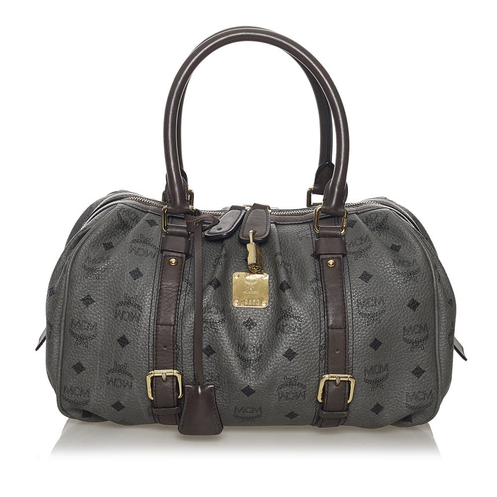 Pre-owned MCM Visetos Leather Handbag Gray