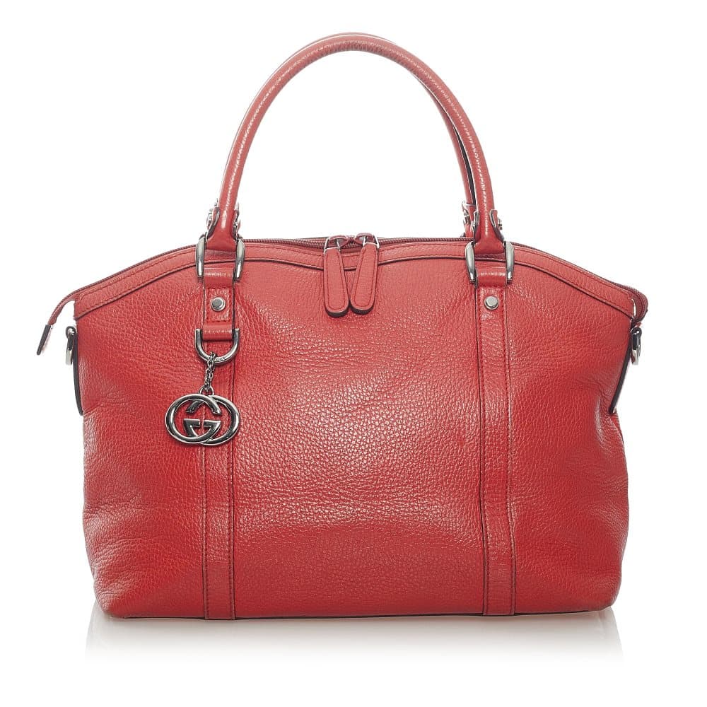 Pre-owned Gucci GG Charm Dome Leather Handbag Red