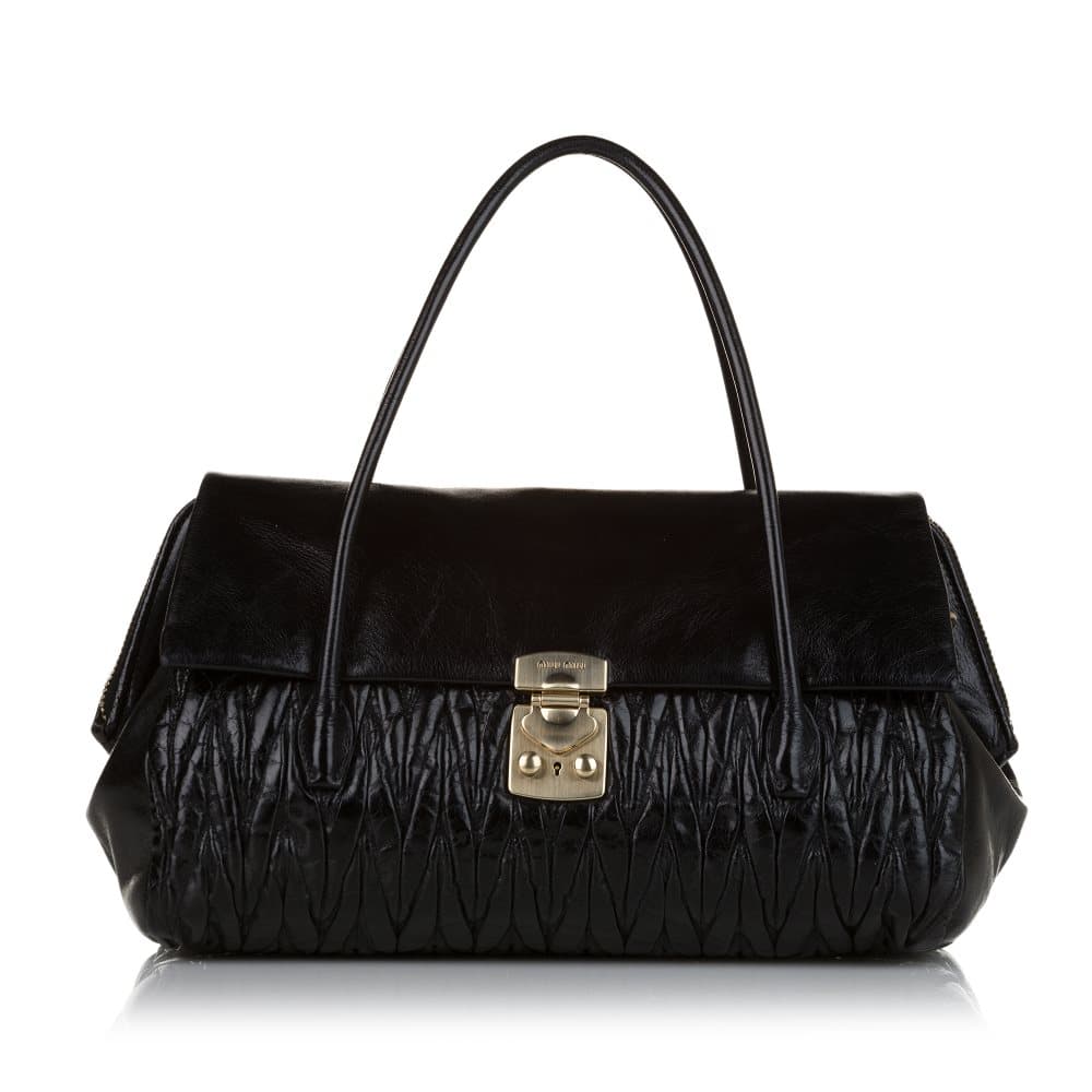 Pre-owned Miu Miu Matelasse Leather Satchel Black