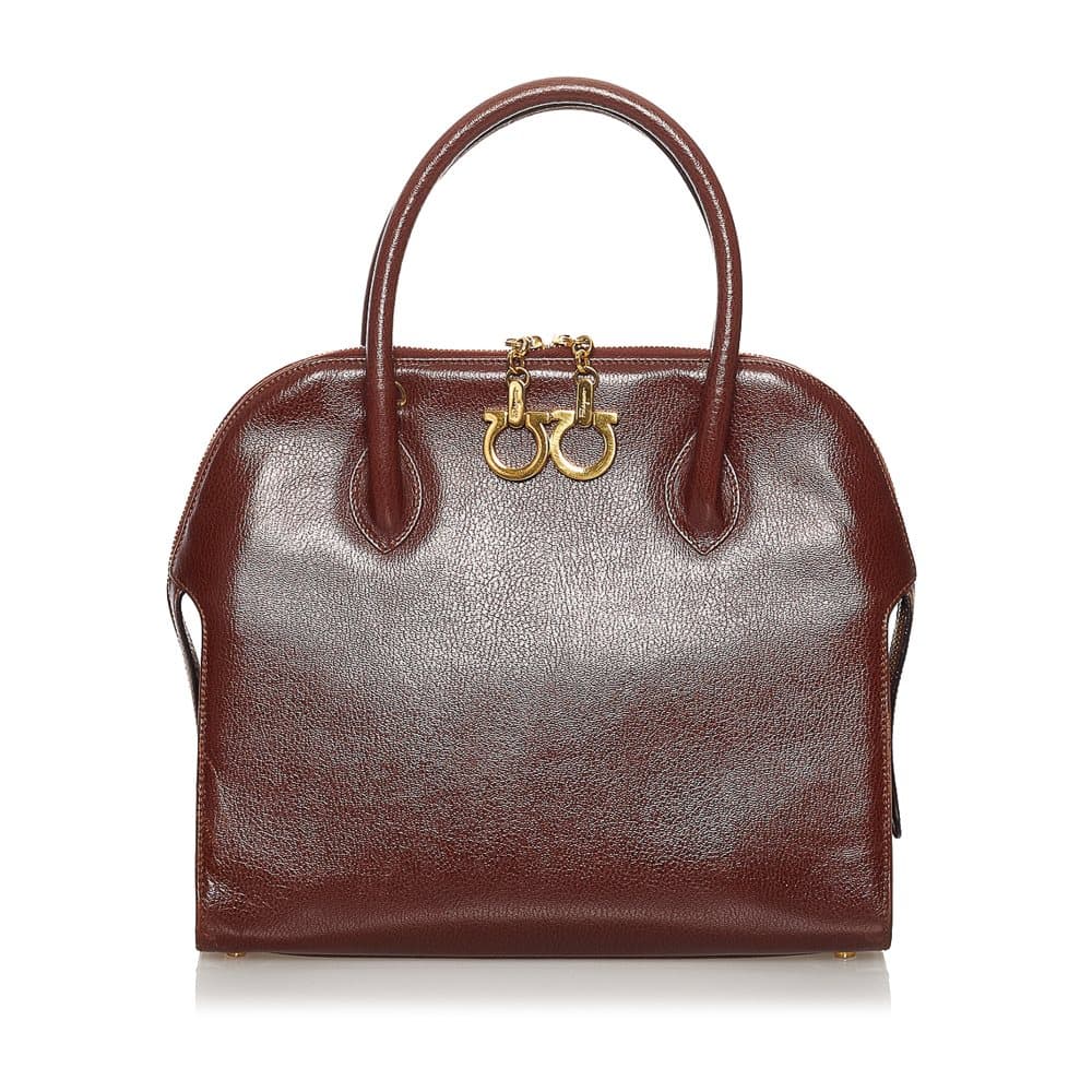 Pre-owned Ferragamo Gancini Leather Handbag Red