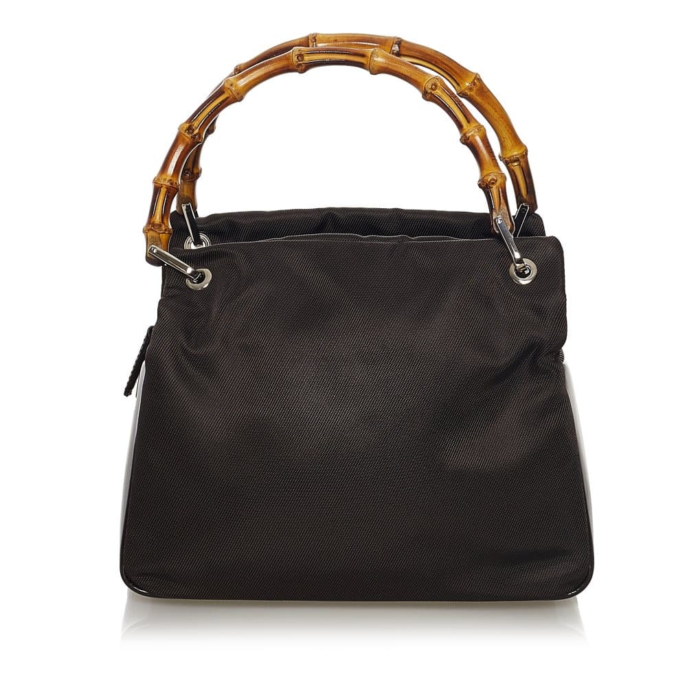 Pre-owned Gucci Bamboo Nylon Handbag Black