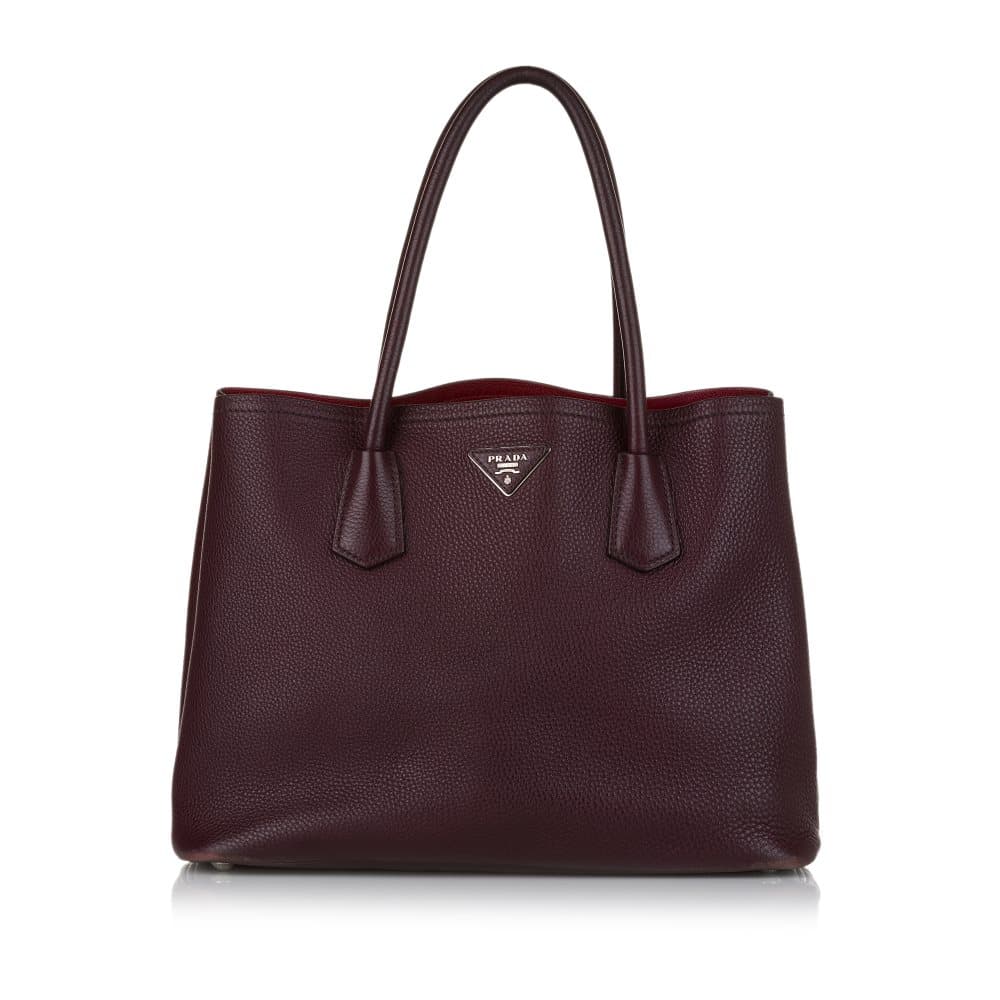 Pre-owned Prada Vitello Daino Cuir Double Satchel Red