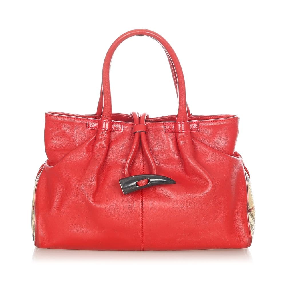 Pre-owned Burberry Leather Handbag Red