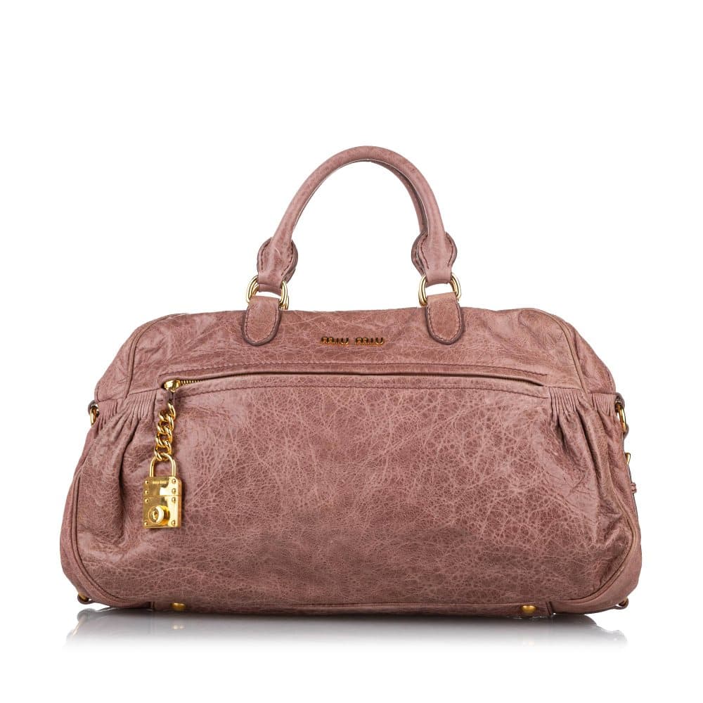 Pre-owned Miu Miu Leather Satchel Brown