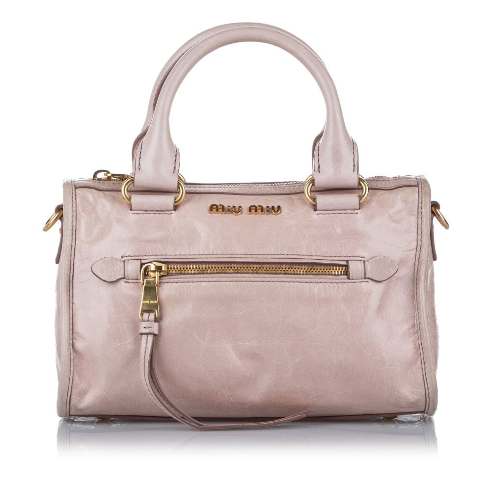 Pre-owned Miu Miu Vitello Shine Satchel Pink