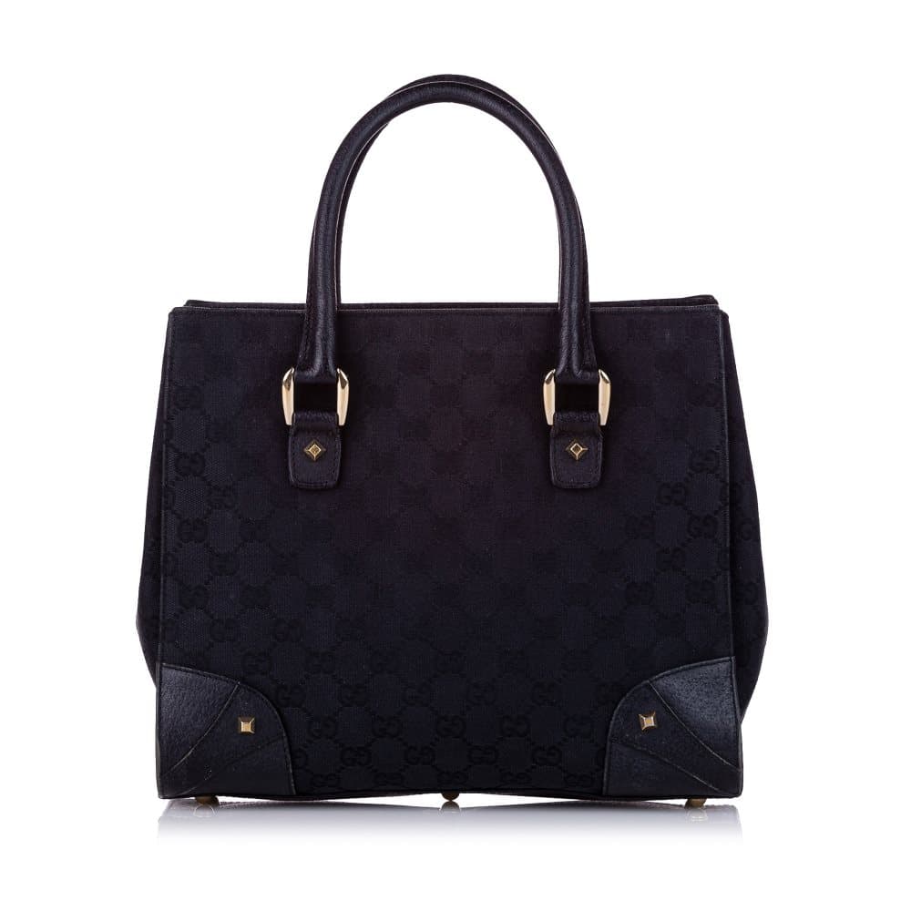 Pre-owned Gucci GG Canvas Nailhead Handbag Black