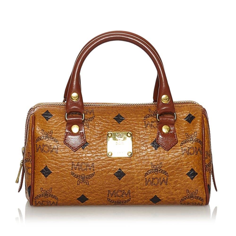 Pre-owned MCM Visetos Leather Satchel Brown