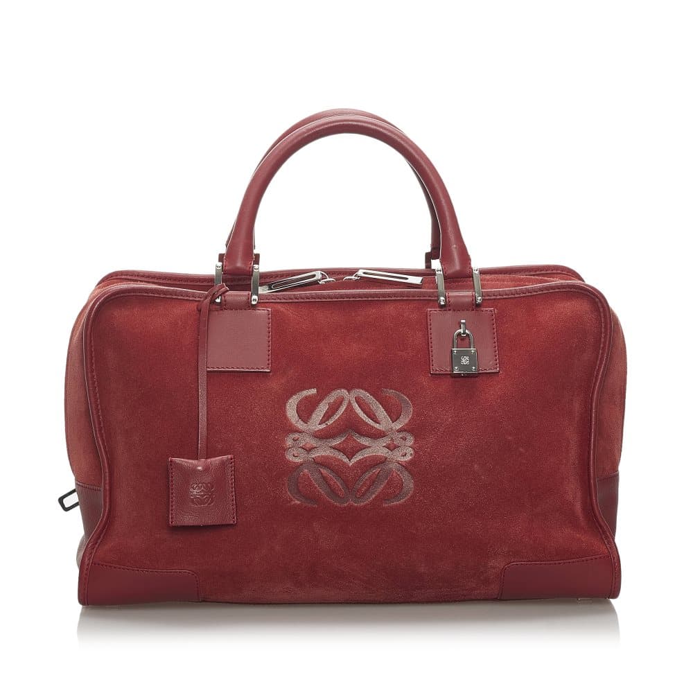 Pre-owned Loewe Amazona 36 Suede Leather Handbag Red