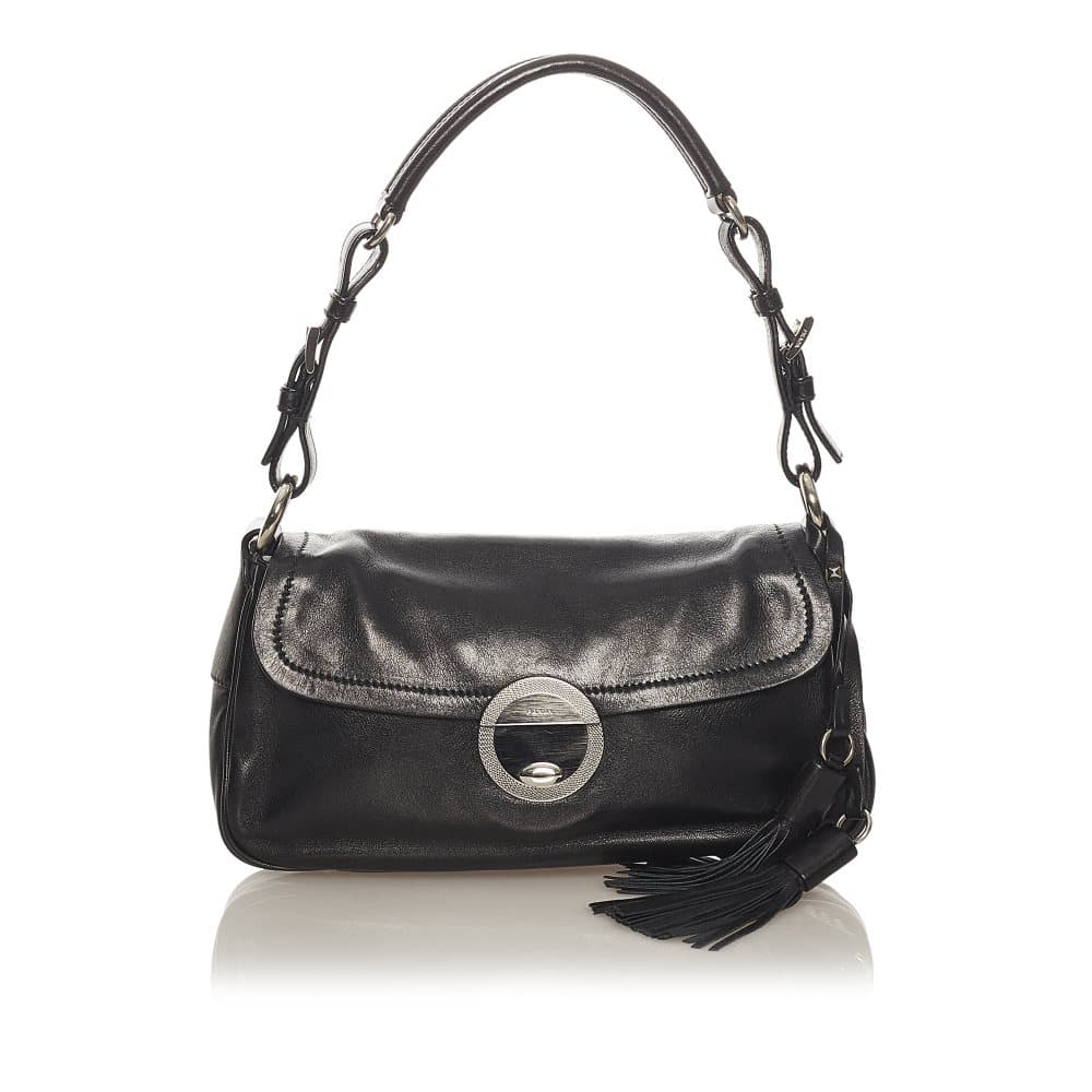 Pre-owned Prada Leather Baguette Black