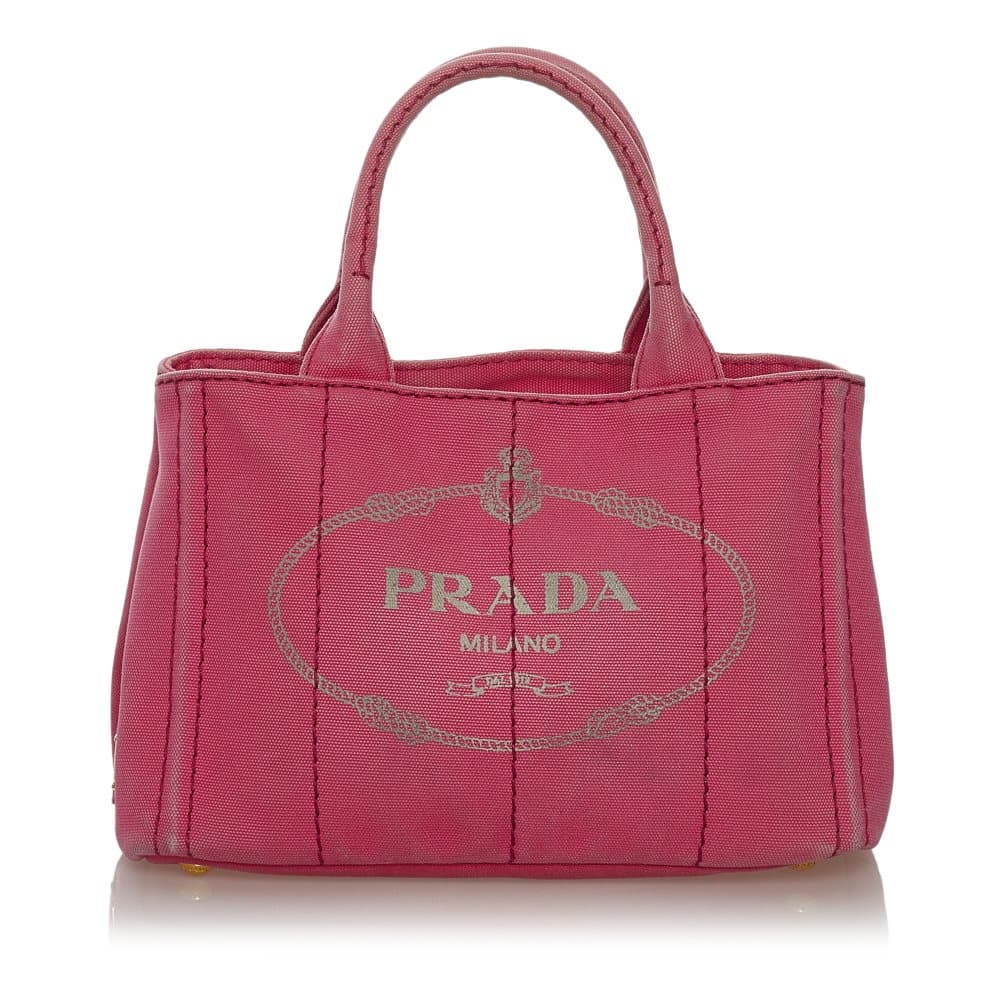 Pre-owned Prada Canapa Logo Canvas Satchel Pink