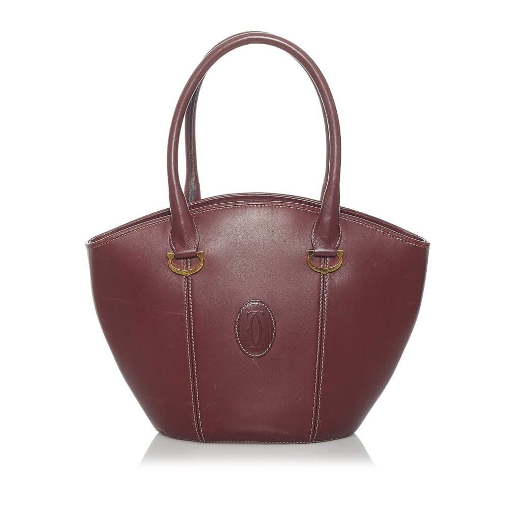 Pre-owned Cartier Must De Cartier Leather Tote Bag Red