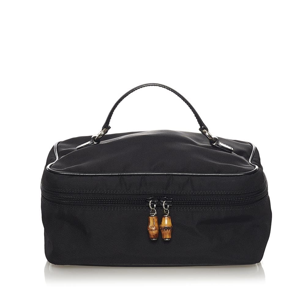 Pre-owned Gucci Bamboo Canvas Vanity Bag Black