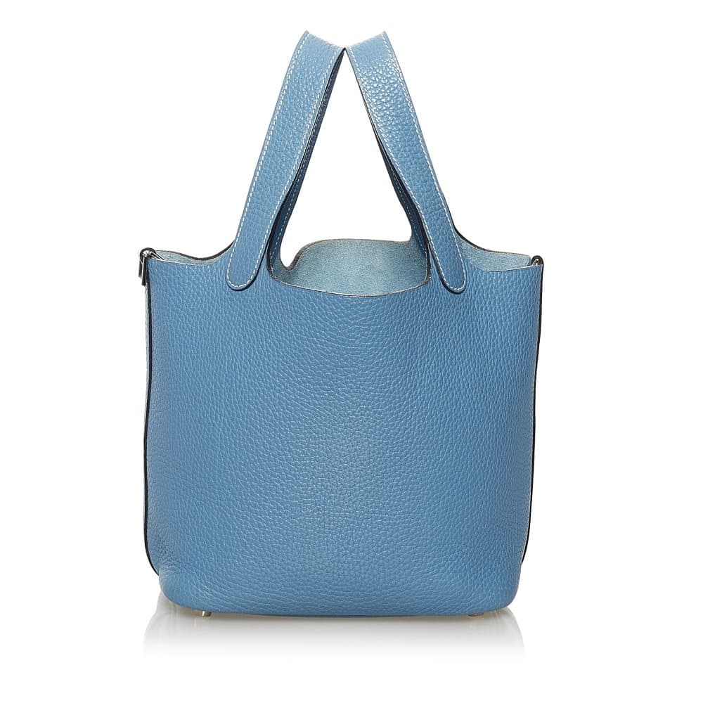 Pre-owned Hermes Taurillon Clemence Picotin 26 Blue