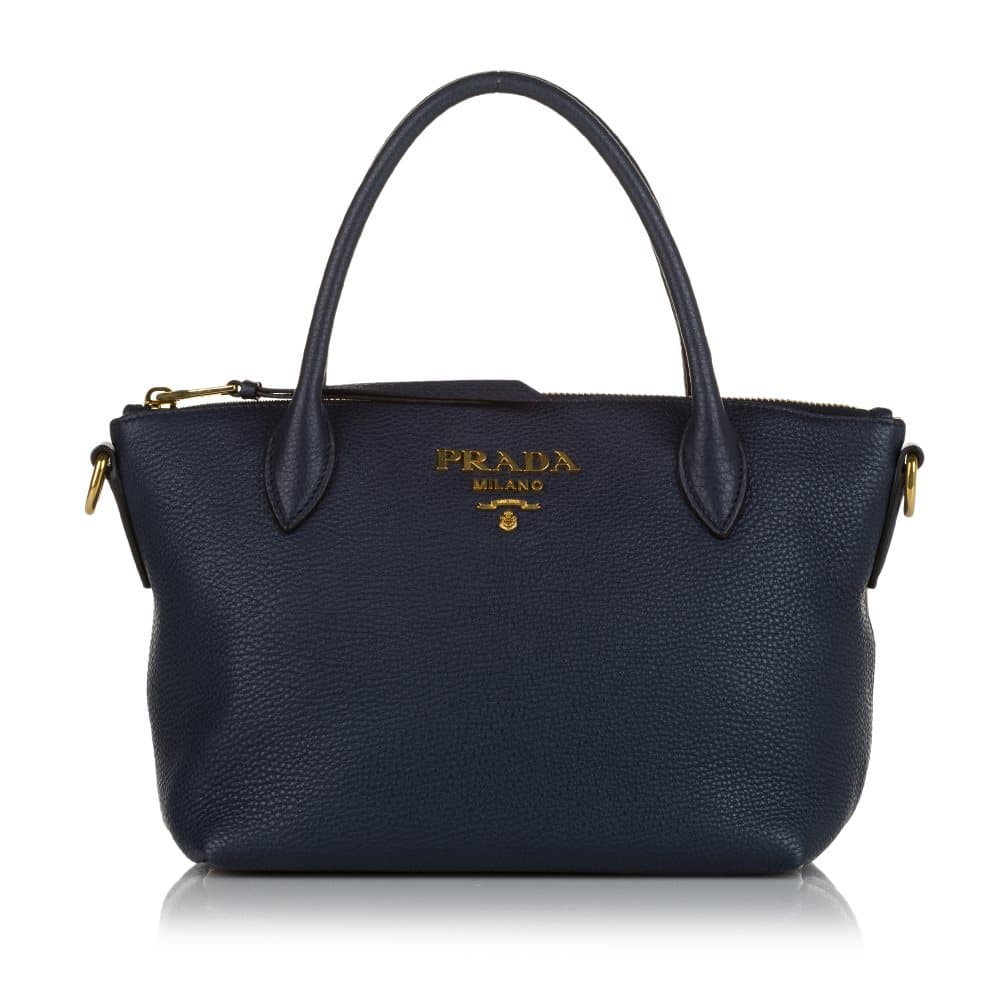 Pre-owned Prada Vitello Daino Satchel Blue