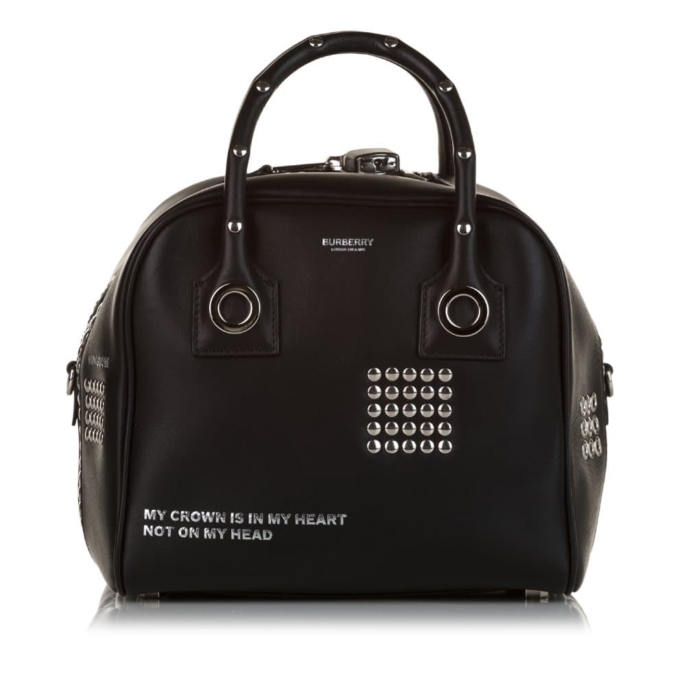 Pre-owned Burberry Studded Leather Satchel Black