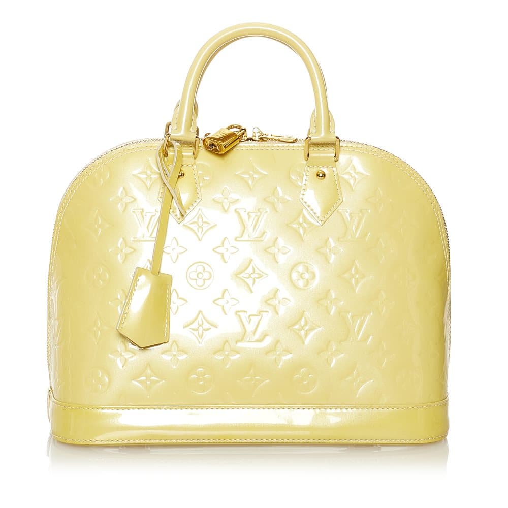 Pre-owned Louis Vuitton Monogram Vernis Alma PM Yellow