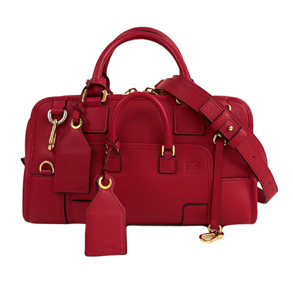 Pre-owned Loewe Amazona 28 Multiplication Leather Satchel Red