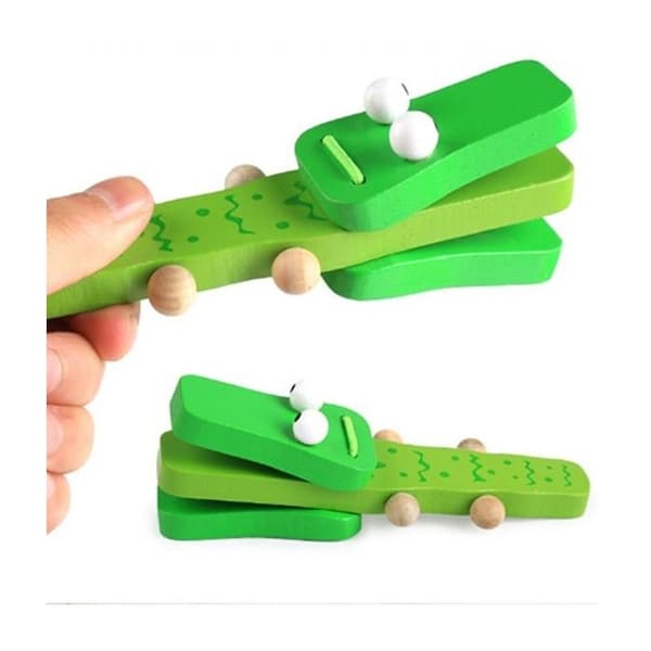 Castagnette - Ej specificerat - Krokodil - Trä - 13 x 3 x 3 cm - Grön