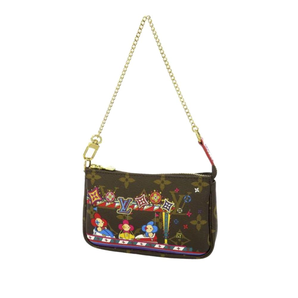 Pre-owned Louis Vuitton Monogram Vivienne Christmas Mini Pochette Accessoires Brown