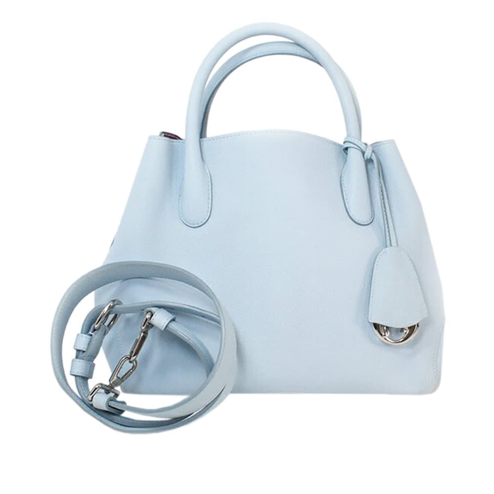 Pre-owned Dior Open Bar Leather Satchel Blue