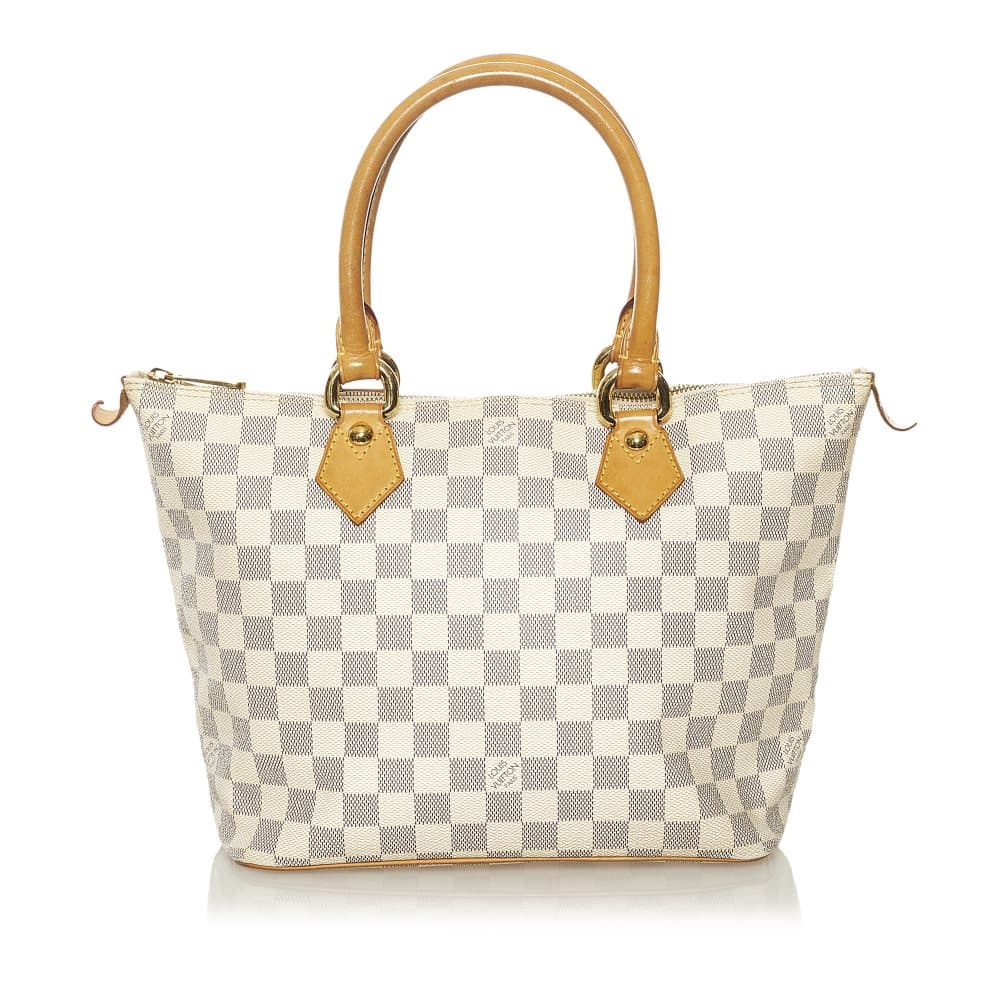 Pre-owned Louis Vuitton Damier Azur Saleya PM White