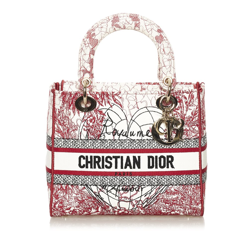 image of Pre-owned Dior Lady Dior D-Lite D-Royaume d’Amour Red