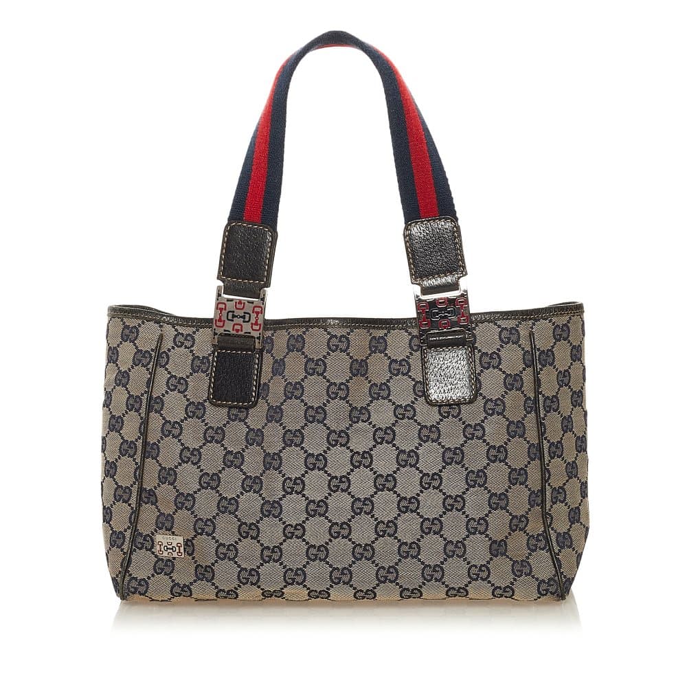 Pre-owned Gucci GG Canvas Web Handbag Brown