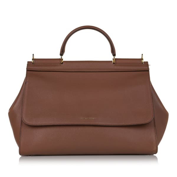 Pre-owned Dolce&Gabbana Miss Sicily Leather Satchel Brown