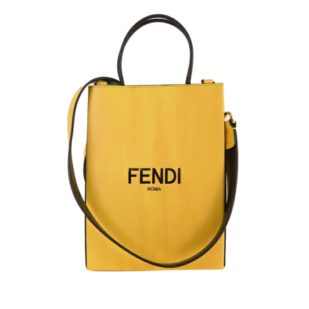 Pre-owned Fendi Logo Shopper Leather Satchel Yellow