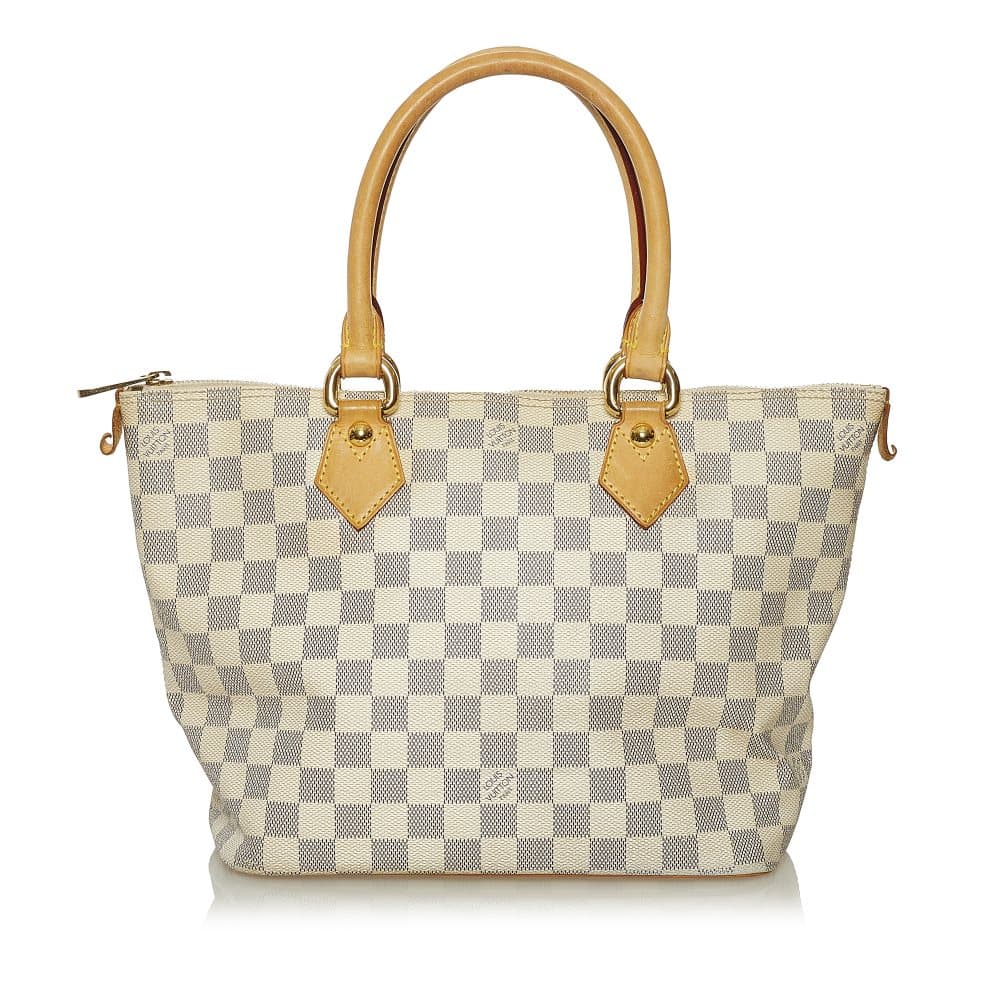 Pre-owned Louis Vuitton Damier Azur Saleya PM White