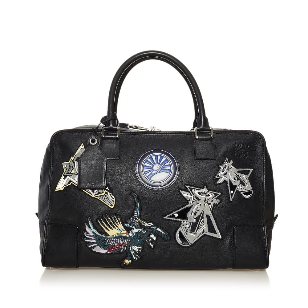 Pre-owned Loewe Techno Chrome Amazona Leather Handbag Black