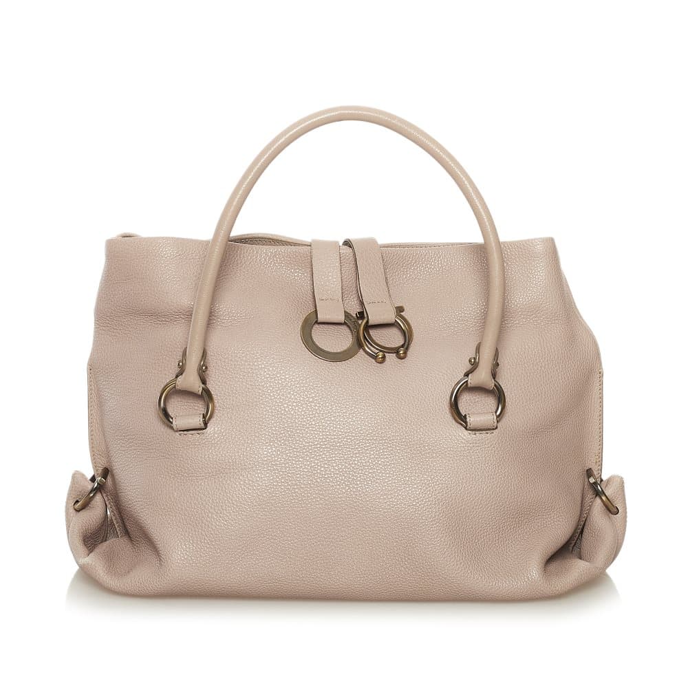 Pre-owned Ferragamo Gancini Leather Handbag Pink