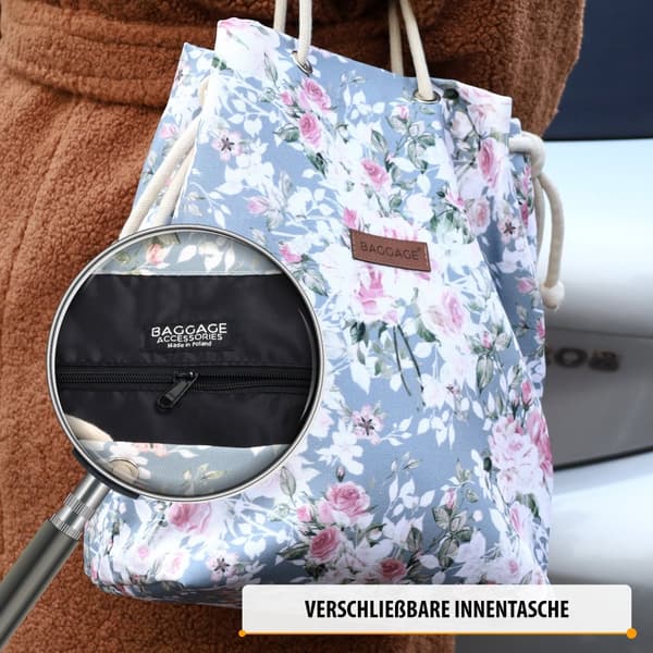 Käsilaukut pussilaukku naisten laukku A4 - olkalaukku ostoskassi kangaskassit kangaskassi sisätaskulla ostoskassi kukat harmaa