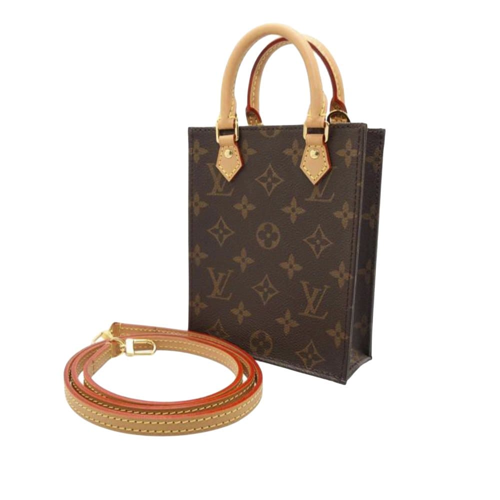 Pre-owned Louis Vuitton Monogram Petit Sac Plat Brown