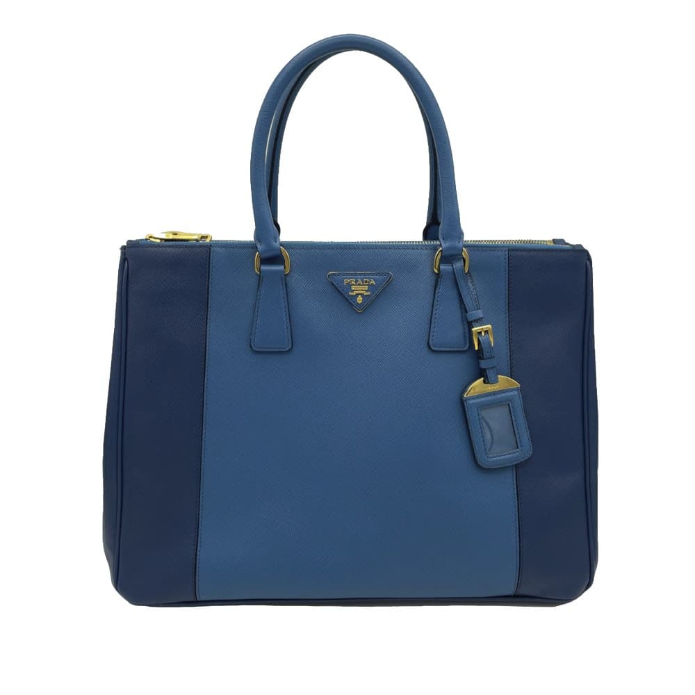 Pre-owned Prada Saffiano Lux Galleria Handbag Blue