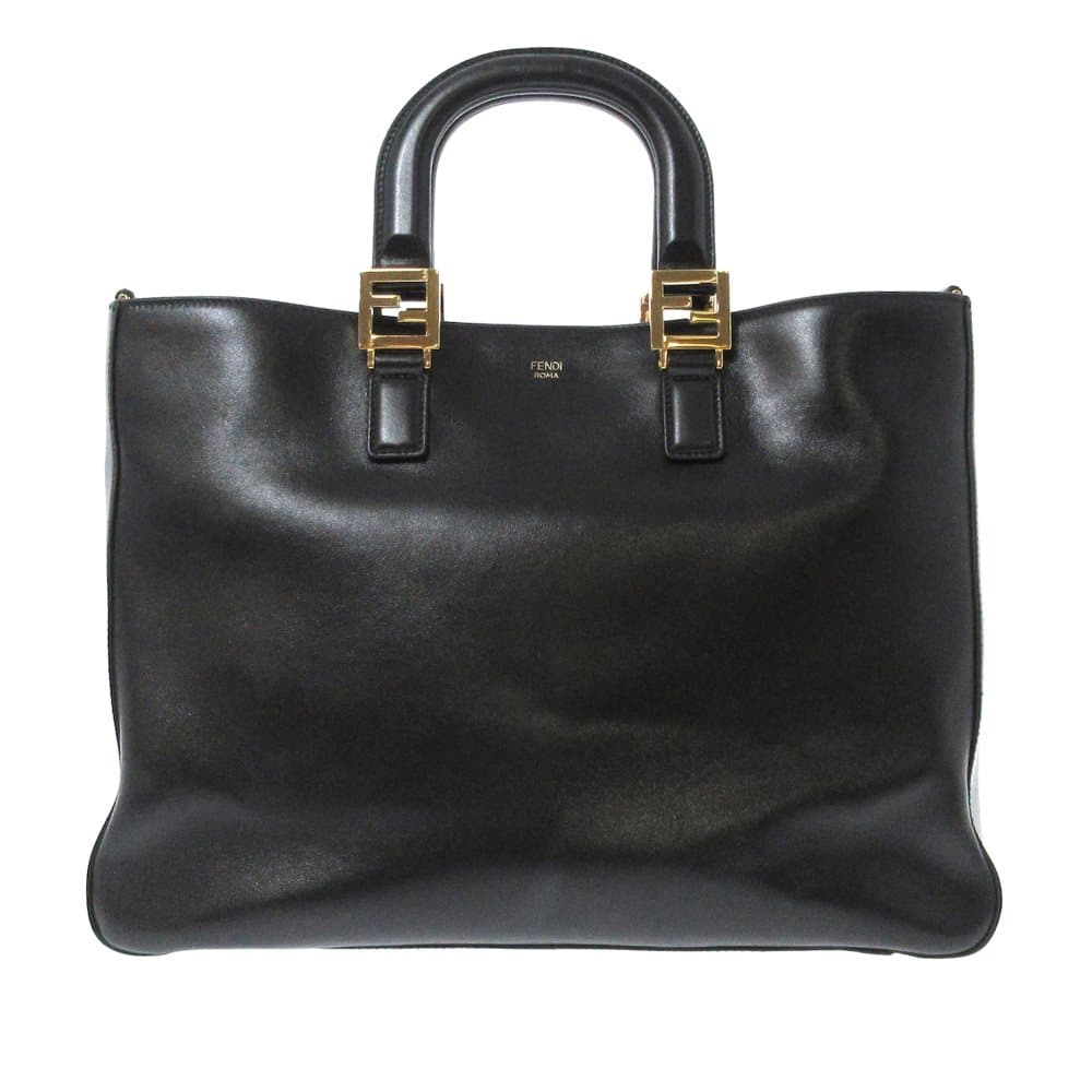 Pre-owned Fendi FF Leather Satchel Black