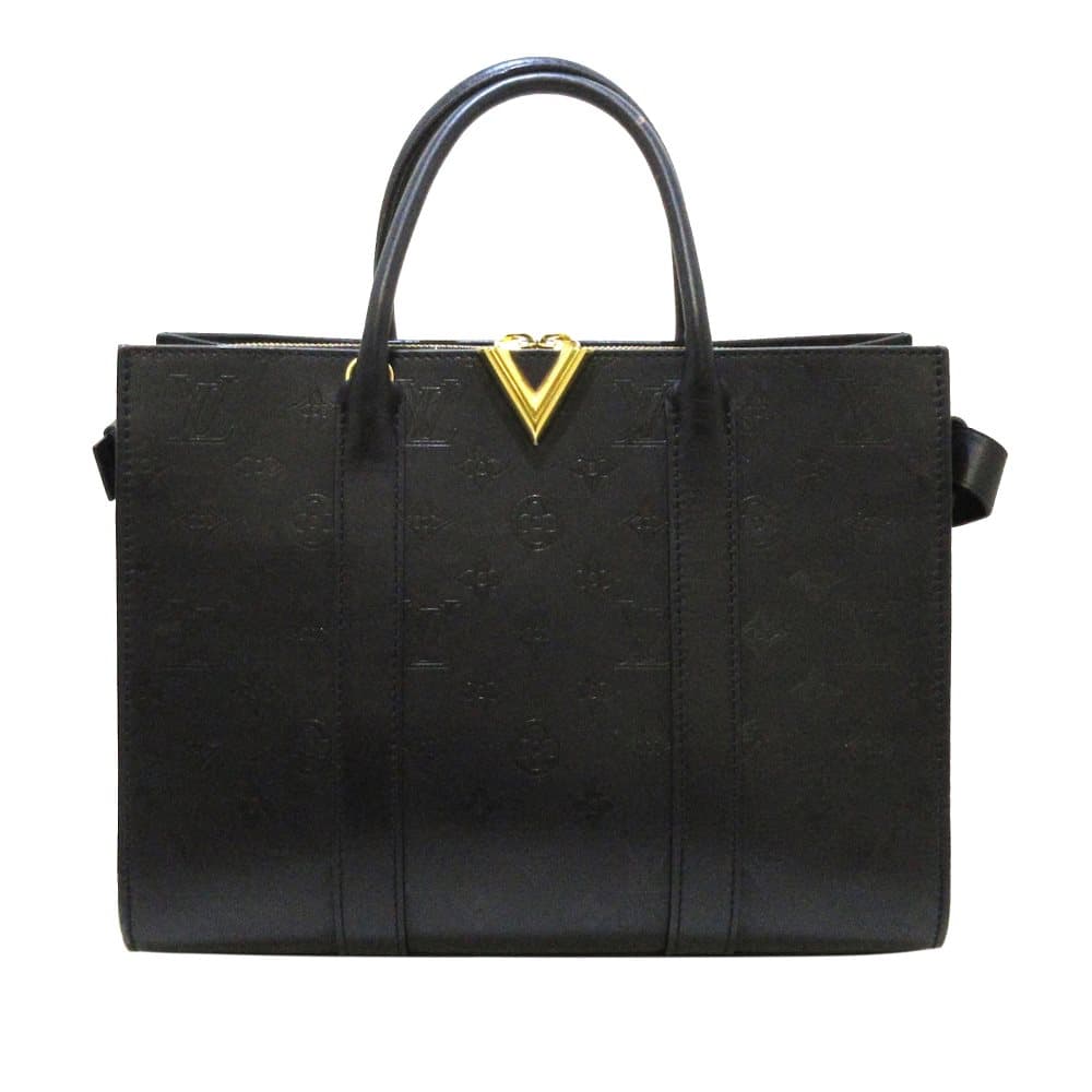 Pre-owned Louis Vuitton Monogram Cuir Plume Very MM Tote Black