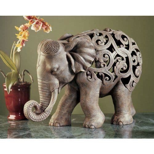 Skulptur - Design Toscano - Jali Anjan - Elegant brun elefant - 32 x 14 x 25,5 cm - 1 kg