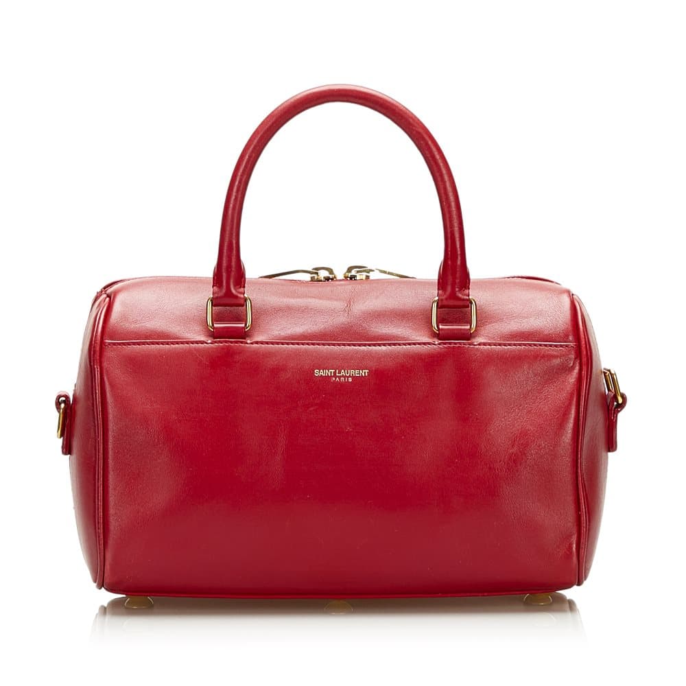 Pre-owned Saint Laurent Classic Baby Duffle Leather Satchel Red