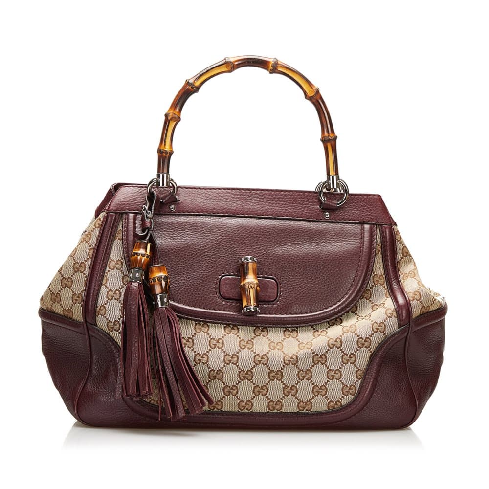 Pre-owned Gucci GG Canvas Tassel Bamboo Brown