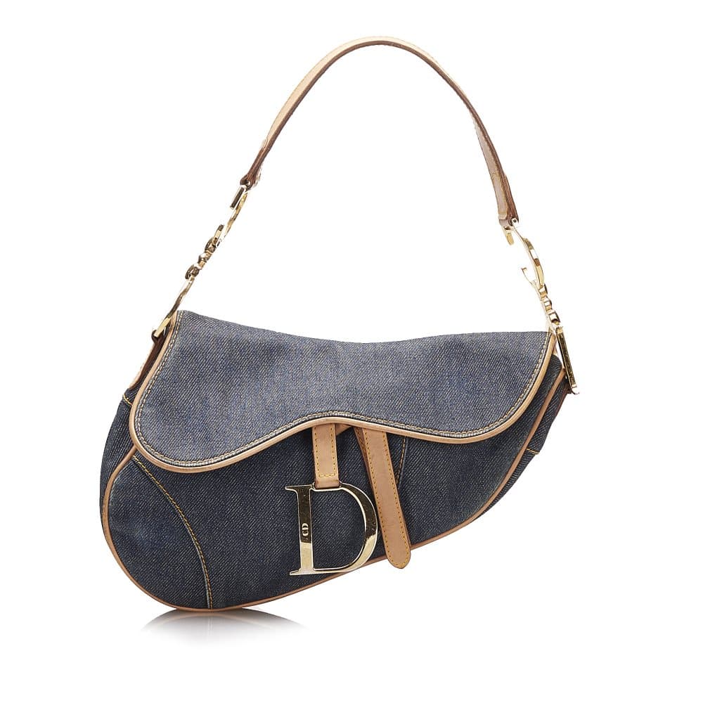 Pre-owned Dior Denim Saddle Bag Blue