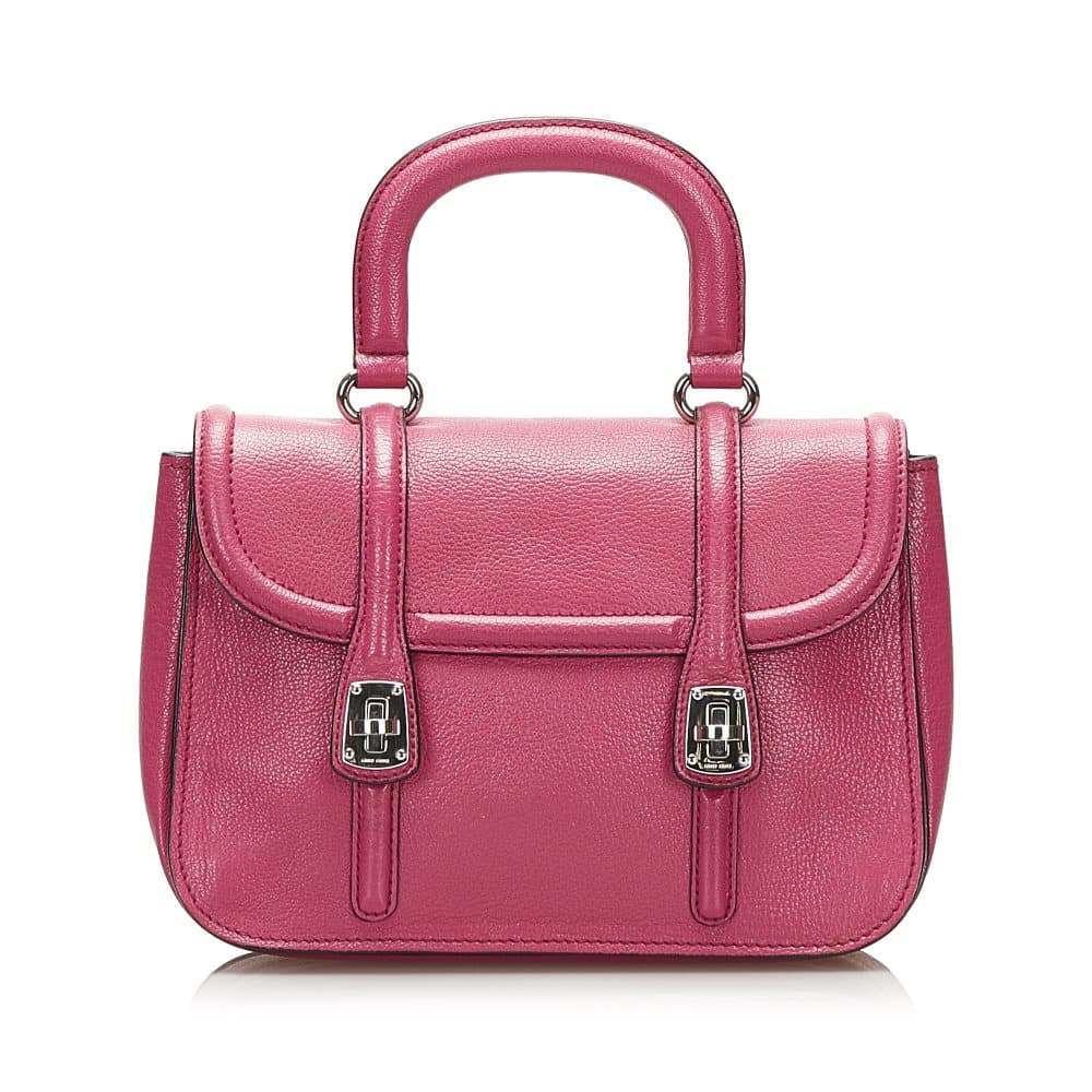 Pre-owned Miu Miu Calf Leather Top Handle Bag Pink